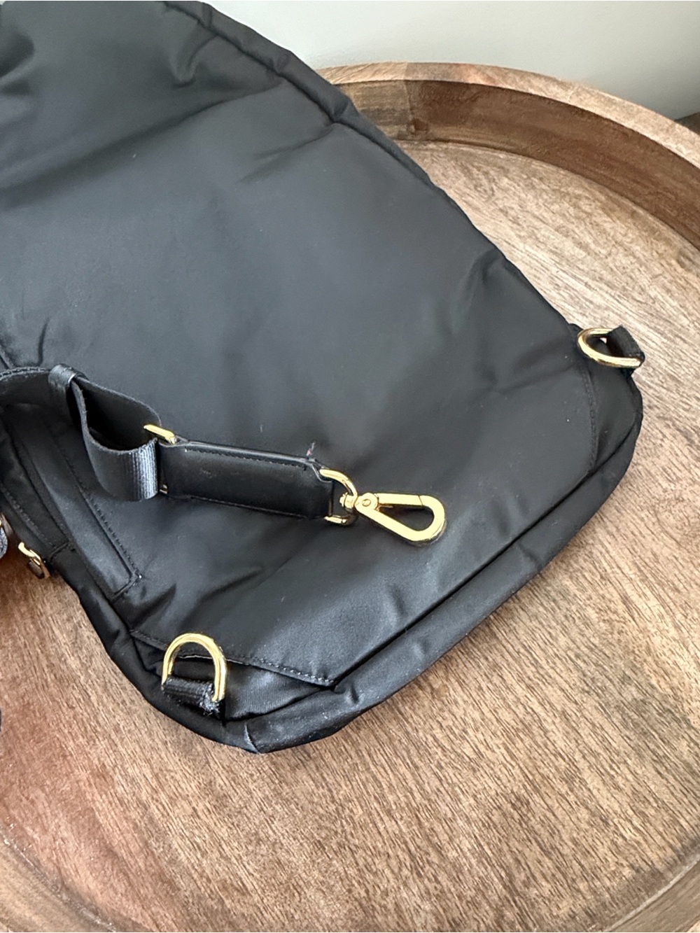 TUMI Voyageur Nadia Convertible Backpack/Sling – Black Nylon Gold Hardware - Picture 13 of 15